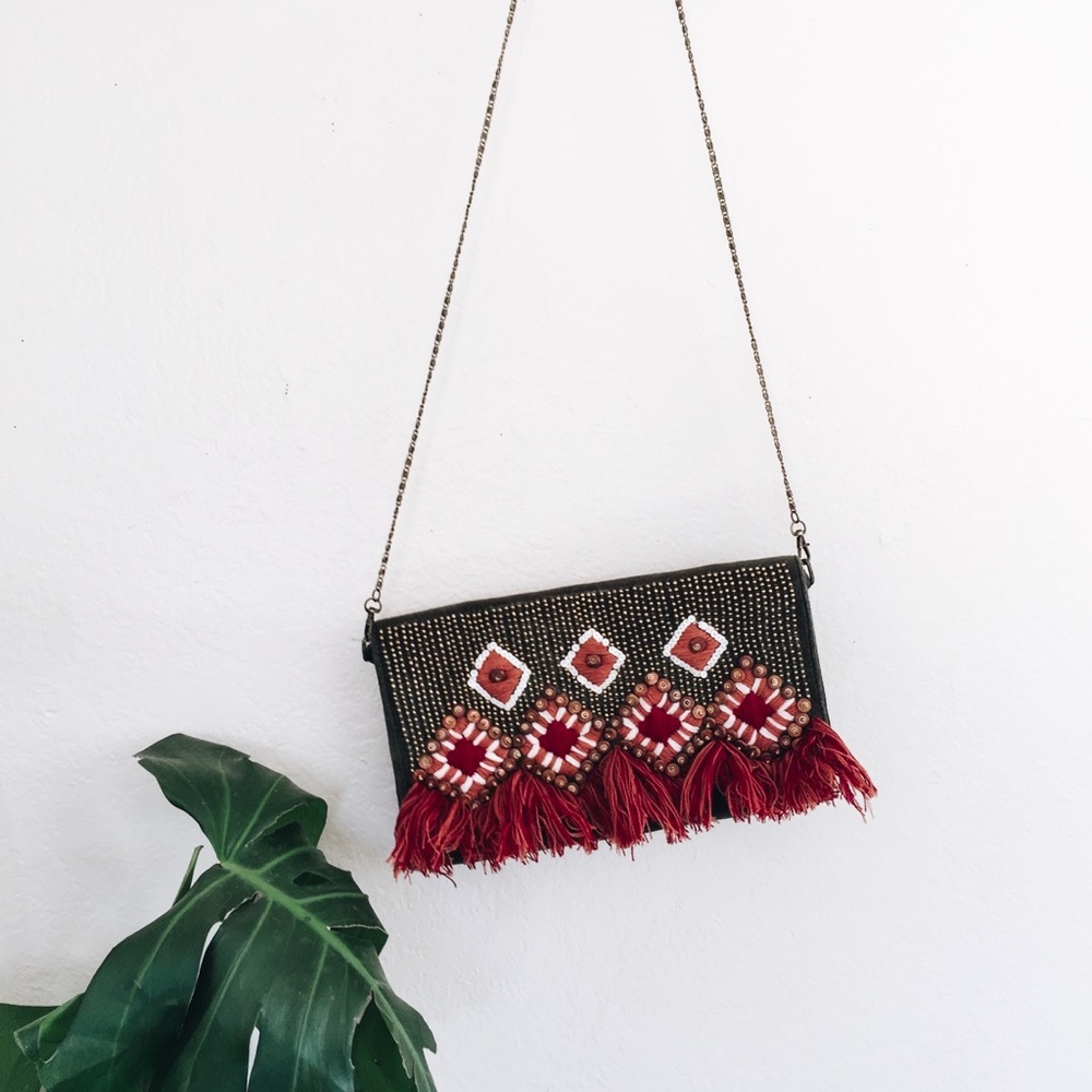Boho Beaded Crossbody Hippie Clutch